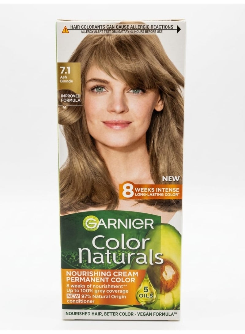 Garnier Color Naturals Creme Hair Color, 7.1 Ash Blonde  - 112 ML