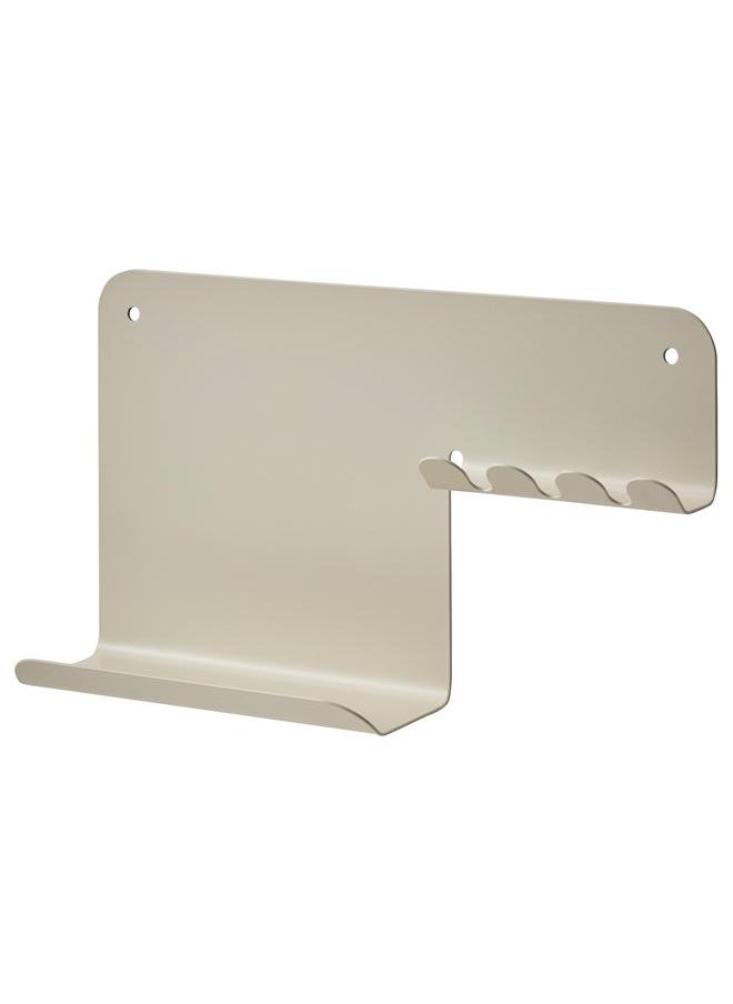 Zaboon - Wall organiser w hooks, light grey-beige, 23x13 cm - Image 1