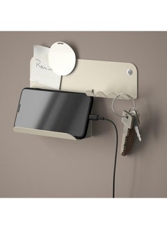 Zaboon Wall organiser w hooks, light grey-beige, 23x13 cm  - Image 4
