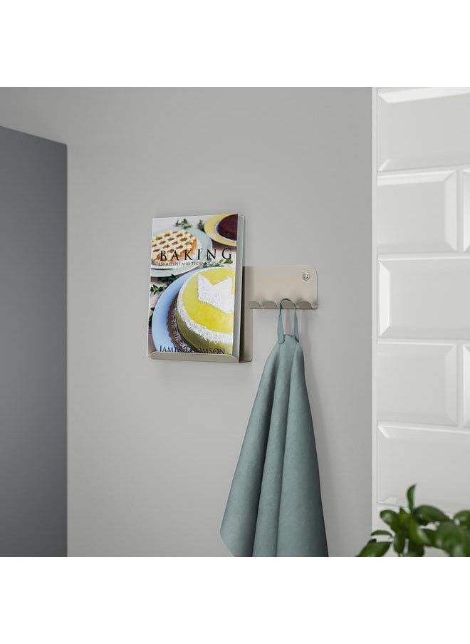 Zaboon - Wall organiser w hooks, light grey-beige, 23x13 cm - Image 1