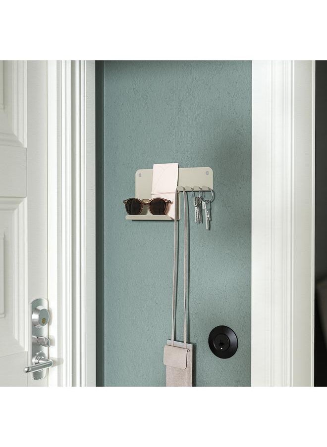 Zaboon - Wall organiser w hooks, light grey-beige, 23x13 cm - Image 1