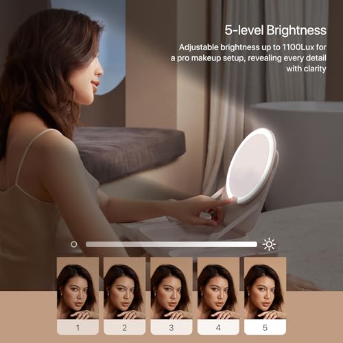 AMIRO حقيبة مكياج سفر AMIRO M2 Cude مع مرآة LED بألوان 3 ومستويات سطوع 5، منظم مكياج محمول، وردي - Image 5