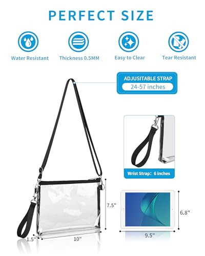 Bagenius Clear Purse Stadium Approved for Women, Transparent Clear Bag with Removable Straps, Coin Purse for Work Festival Sporting Events and Concert - Black - Image 2