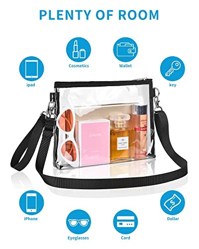 Bagenius Clear Purse Stadium Approved for Women, Transparent Clear Bag with Removable Straps, Coin Purse for Work Festival Sporting Events and Concert - Black - Image 4