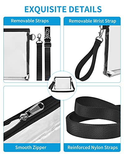 Bagenius Clear Purse Stadium Approved for Women, Transparent Clear Bag with Removable Straps, Coin Purse for Work Festival Sporting Events and Concert - Black - Image 5