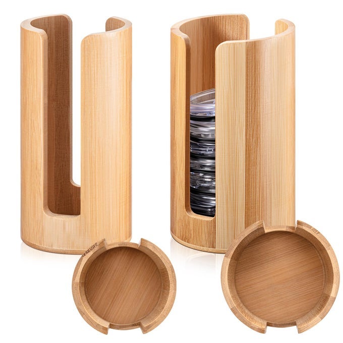 2 PACK MASON JAR LID ORGANIZER WIDE MOUTH REGULAR MOUTH BAMBOO VERTICAL STORAGE HOLDER MASON JAR ACCESSORIES FOR HOME KITCHEN ORGANIZATION TUMBLER LIDS