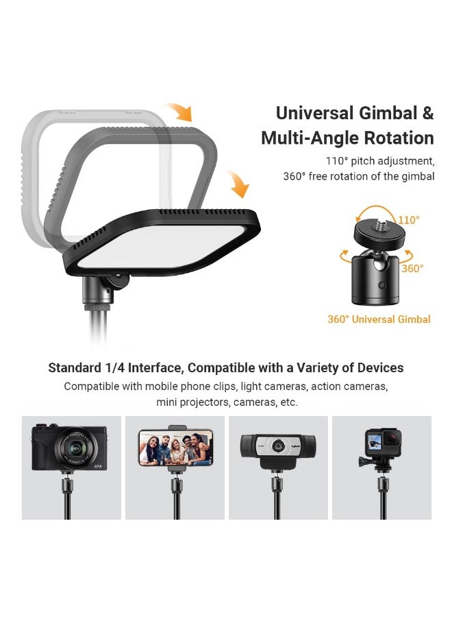 شو وو مجموعة إضاءة فيديو USB LED لإضاءة التصوير الفوتوغرافي ومؤتمرات الفيديو، سطوع 3300-5600 كلفن، 10 مستويات، مع حامل إضاءة معدني، رأس كروي مرن، جهاز تحكم عن بعد، فلاتر ألوان، عبوة من قطعتين - Image 5