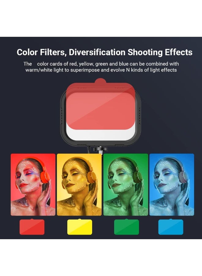 شو وو مجموعة إضاءة فيديو USB LED لإضاءة التصوير الفوتوغرافي ومؤتمرات الفيديو، سطوع 3300-5600 كلفن، 10 مستويات، مع حامل إضاءة معدني، رأس كروي مرن، جهاز تحكم عن بعد، فلاتر ألوان، عبوة من قطعتين - Image 3