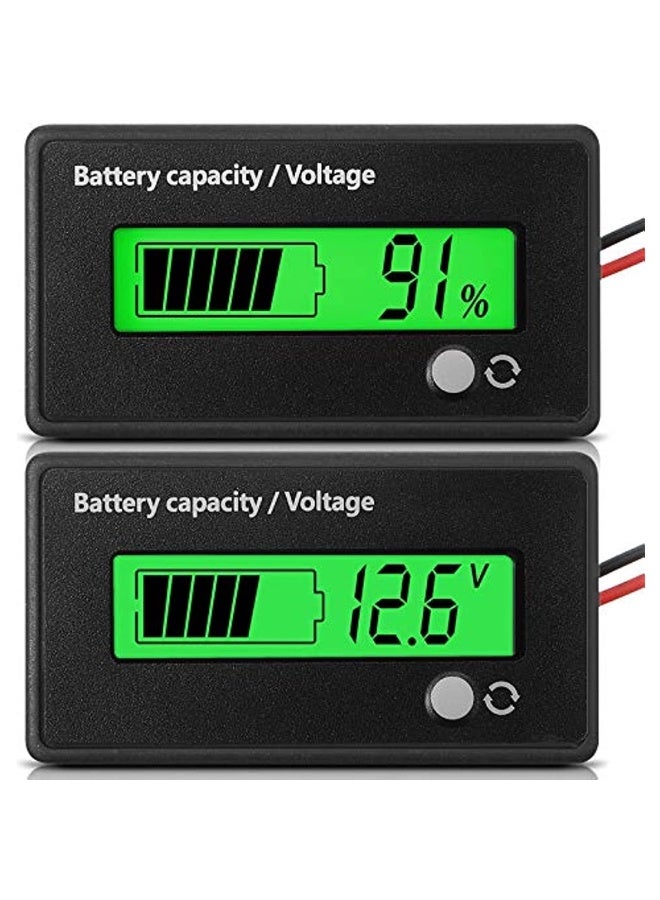 Generic Dc 12V 24V 36V 48V 72V Battery Meter With Alarm Battery Tester Battery Capacity Voltage Indicator Battery Display Monitors Lead Acid And Lithium Ion Battery Indicator Green  - Image 1