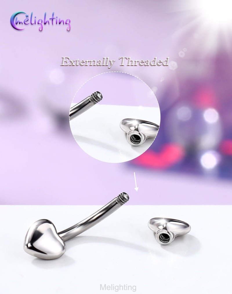 Melighting 16G Double Heart Eyebrow Piercing Jewelry 316L Surgical Steel Double-Ended Rook Earring for Women 1.2 mm Daily Helix Lobe Jewellery 6 mm - Image 4