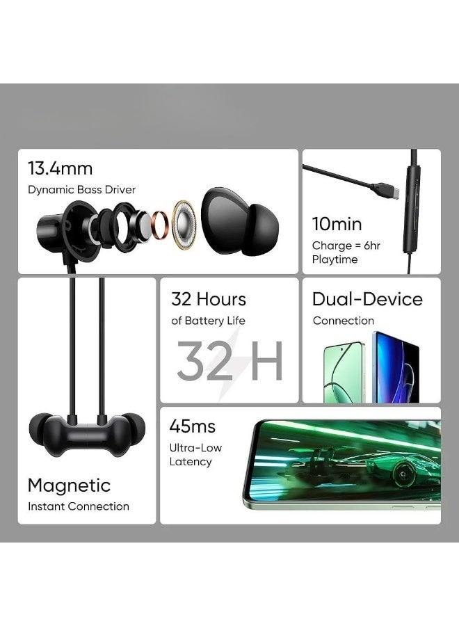 ماركة غير محددة سماعات رأس لاسلكية بلوتوث تُعلق حول الرقبة، مزودة بمحرك صوتي ديناميكي لتعزيز الجهير مقاس 13.4 مم، وتقنية إلغاء الضوضاء المحسّنة بالذكاء الاصطناعي، وتشغيل لمدة 32 ساعة، وشحن سريع، ومقاومة للغبار والماء بمعيار IP55، وتقنية بلوتوث الإصدار 5.4 - Image 3