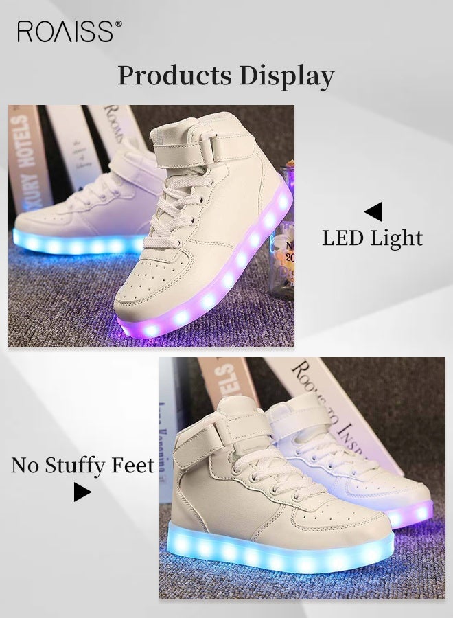 roaiss LED Shoes for Kids, Light Up Shoes with Non-slip Rubber Outsole, Stylish High Top Sneakers, Hip-Hop Dancing Shoes, USB Charging Flashing Trainers  - Image 3