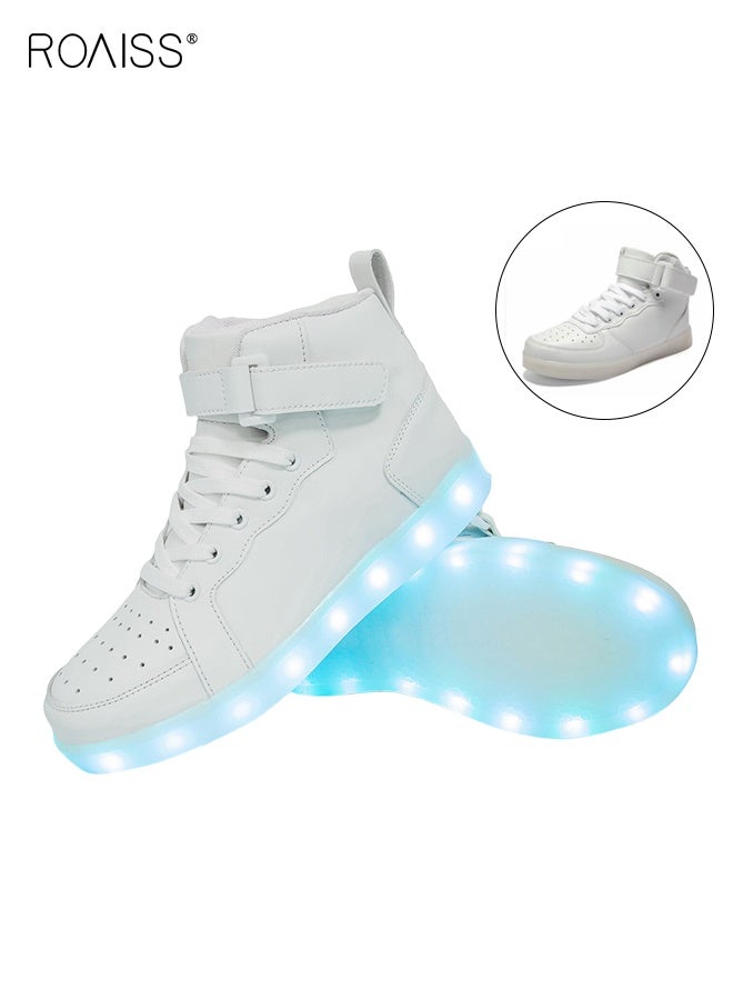 roaiss LED Shoes for Kids, Light Up Shoes with Non-slip Rubber Outsole, Stylish High Top Sneakers, Hip-Hop Dancing Shoes, USB Charging Flashing Trainers  - Image 1