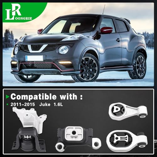 loongrie Engine Motor and Transmission Mount Kit Compatible with 20112017 Juke 16L L4 Turbocharged Engine FWD Transmission Replace OE A4309 112201KF0A A7376 113501KC0A A7379 113601KC0A A7380 112101KC0B - Image 3