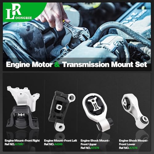 loongrie Engine Motor and Transmission Mount Kit Compatible with 20112017 Juke 16L L4 Turbocharged Engine FWD Transmission Replace OE A4309 112201KF0A A7376 113501KC0A A7379 113601KC0A A7380 112101KC0B - Image 5