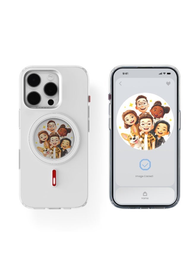 Xtrem iPhone 16 Pro Max Magnetic NFC E-Ink Display Case – MagSafe Compatible Customizable Screen Cover with Wireless Charging Support – Unique Smart Back Cover | Oeli Xtrem - White - Image 2