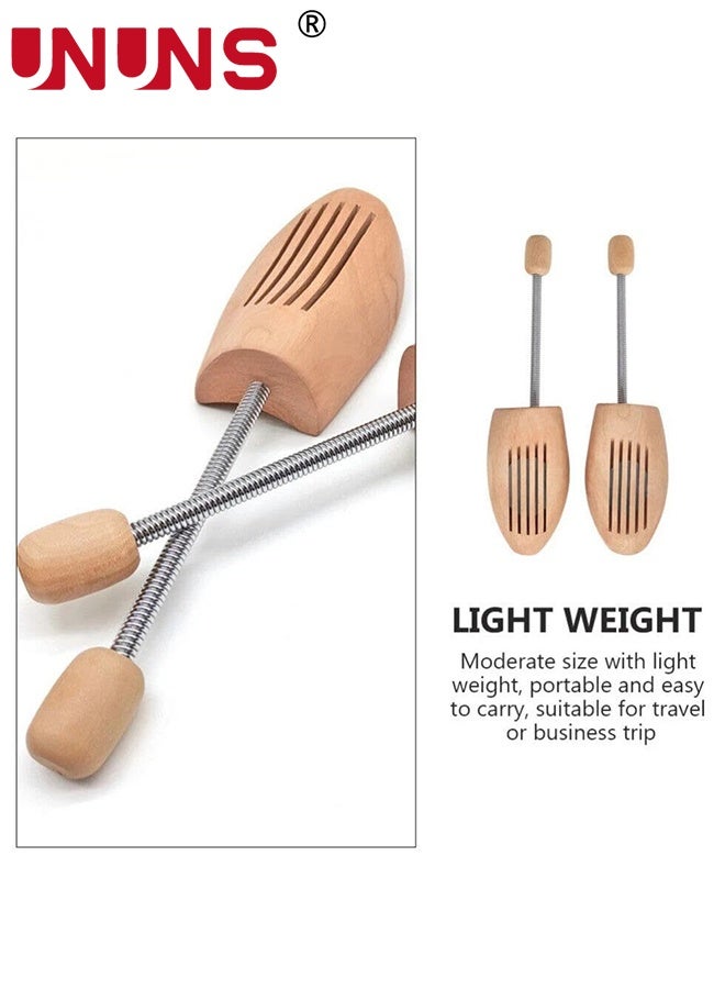 UNUNS Shoe Tree,2 Pairs/4 Pcs Shoe Tree Stretcher,2 Sizes Women Men's Shoe Widener,Deluxe Wooden Shoe Tree Logy Expander,Adjustable Length and Width Shoe Stretcher For Wide Feet,Mall/Family Daily Use,Wood - Image 5