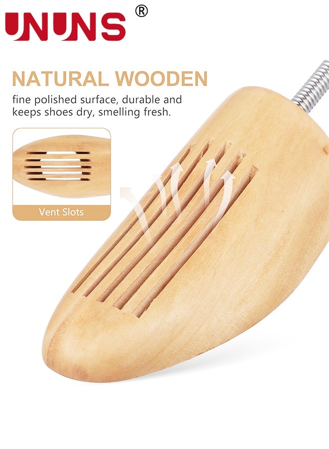 UNUNS Shoe Tree,2 Pairs/4 Pcs Shoe Tree Stretcher,2 Sizes Women Men's Shoe Widener,Deluxe Wooden Shoe Tree Logy Expander,Adjustable Length and Width Shoe Stretcher For Wide Feet,Mall/Family Daily Use,Wood - Image 2