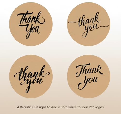 IBAKE 500 Thank You Stickers Roll – 1.5" Round Kraft Paper Labels with Black Script – Self-Adhesive Stickers for Small Business Packaging, Paper Bags, Gift Boxes & Envelopes - Image 3
