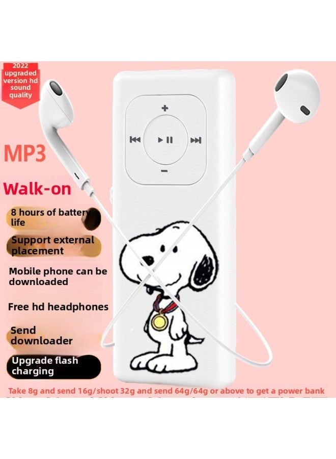Mp3 Walkman Student Edition English Learning Artifact Music Player Senior High School Students Special Music Mp4-Body Color:8 Snoopy (with External Release)-Memory Capacity:8gb-b Full Set Of Headphones = Headphones + Data Cable + Otg Download  - Image 1