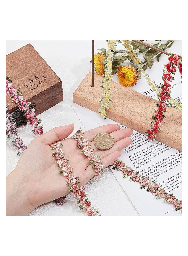 SYOSI خمسة ألوان حواف دانتيل زهور الورد زهور شريطة زينة تطريز حواف بوليستر شريطة للأعراس تطريز حرفية تنجيد ستائر دمى، 20 مم/0.78" عرض، 5 ياردات - Image 5