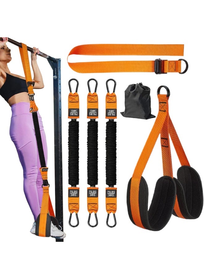 زيريفام أشرطة مقاومة لتمارين السحب، مجموعة أشرطة مساعدة لتمارين السحب بوزن 225 رطلاً مع مسند قماشي للقدمين/الركبتين، أشرطة سحب قابلة لتعديل الوزن لصالة الألعاب الرياضية المنزلية، وتدريبات القوة وتمارين السحب - Image 1