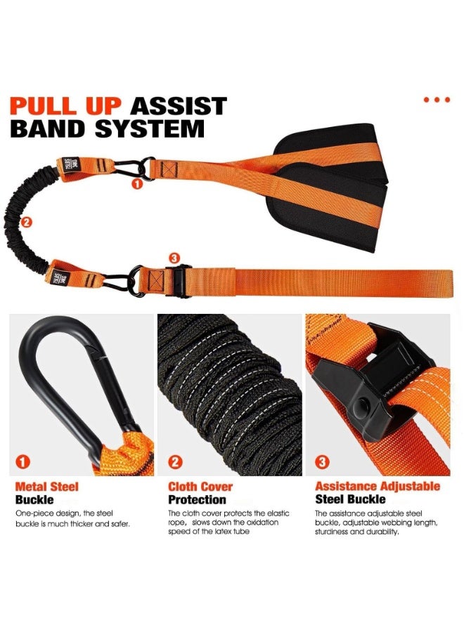زيريفام أشرطة مقاومة لتمارين السحب، مجموعة أشرطة مساعدة لتمارين السحب بوزن 225 رطلاً مع مسند قماشي للقدمين/الركبتين، أشرطة سحب قابلة لتعديل الوزن لصالة الألعاب الرياضية المنزلية، وتدريبات القوة وتمارين السحب - Image 2