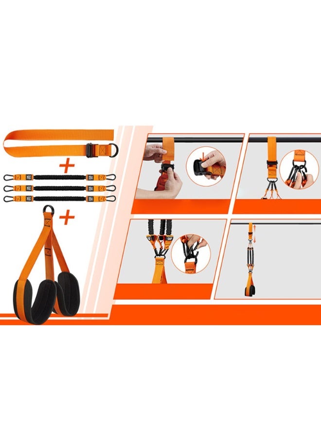 زيريفام أشرطة مقاومة لتمارين السحب، مجموعة أشرطة مساعدة لتمارين السحب بوزن 225 رطلاً مع مسند قماشي للقدمين/الركبتين، أشرطة سحب قابلة لتعديل الوزن لصالة الألعاب الرياضية المنزلية، وتدريبات القوة وتمارين السحب - Image 4