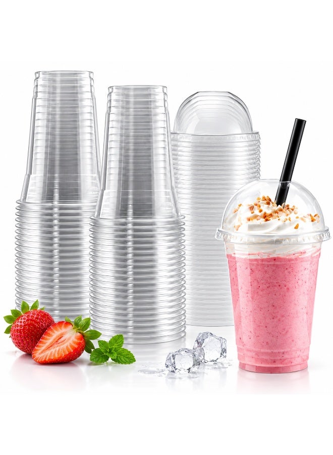 vsell24 Pack of 50 Pcs 18oz Clear Plastic Cups with Dome Lids | Disposable Cups for Smoothies, Iced Coffee, Milkshakes & Cold Drinks - Image 1