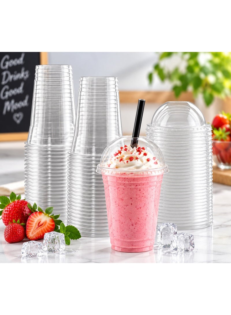 vsell24 Pack of 50 Pcs 18oz Clear Plastic Cups with Dome Lids | Disposable Cups for Smoothies, Iced Coffee, Milkshakes & Cold Drinks - Image 3