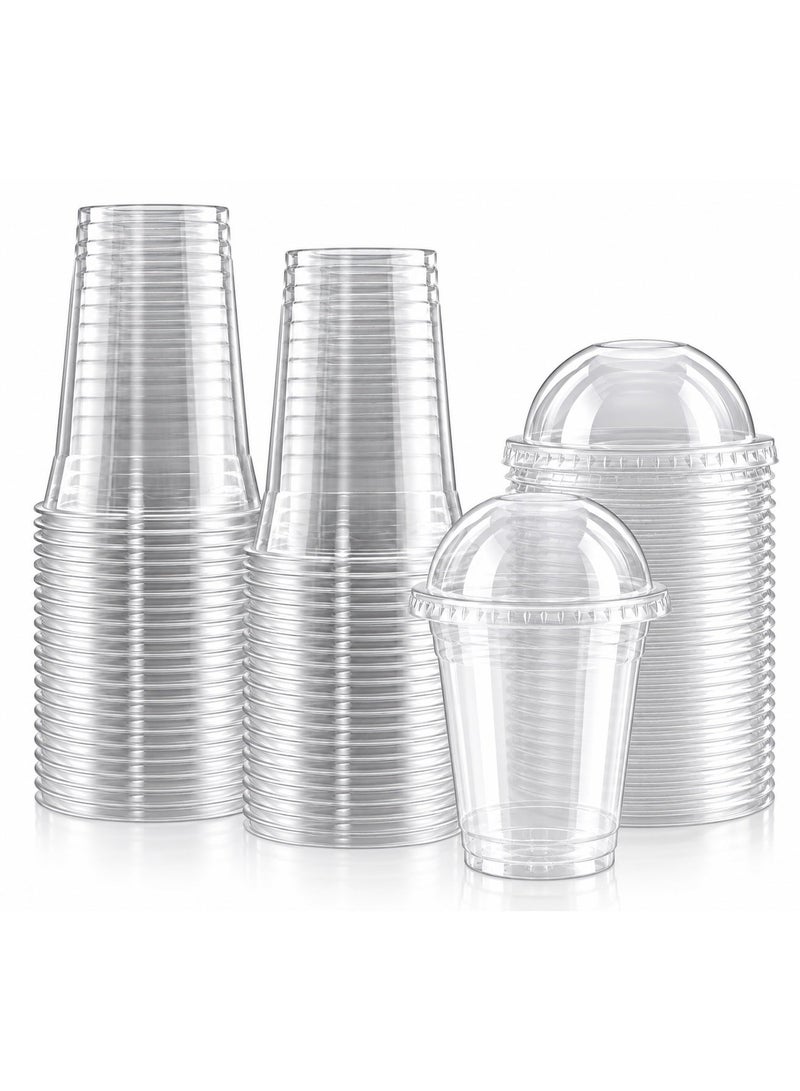 vsell24 Pack of 50 Pcs 18oz Clear Plastic Cups with Dome Lids | Disposable Cups for Smoothies, Iced Coffee, Milkshakes & Cold Drinks - Image 2