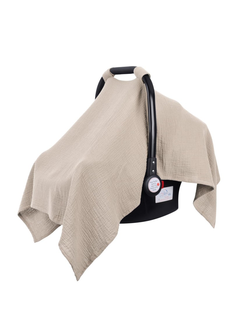 Muslin Carseat Cover for Babies, Breathable Infant Carseat Cover Lightweight Baby Carrier Cover, Multi-use Carseat Canopy Cover, Breathable  Lightweight Car Seat Covers - Image 1