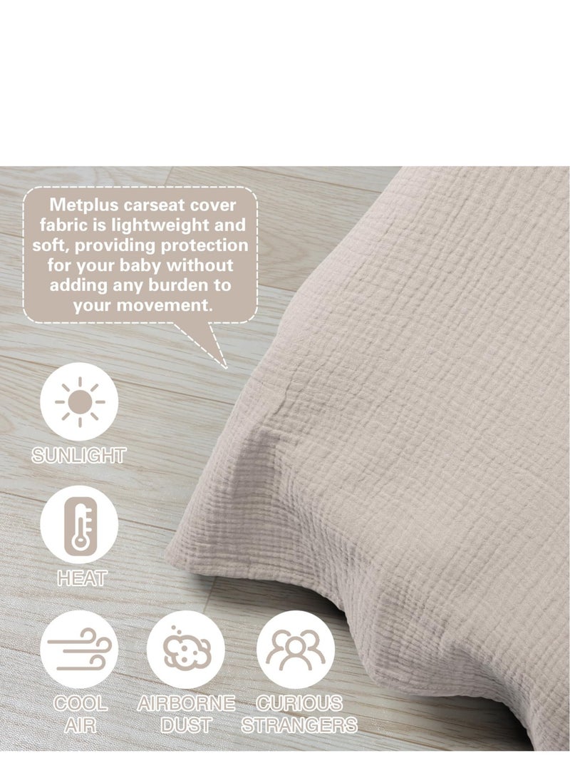 Muslin Carseat Cover for Babies, Breathable Infant Carseat Cover Lightweight Baby Carrier Cover, Multi-use Carseat Canopy Cover, Breathable  Lightweight Car Seat Covers - Image 4