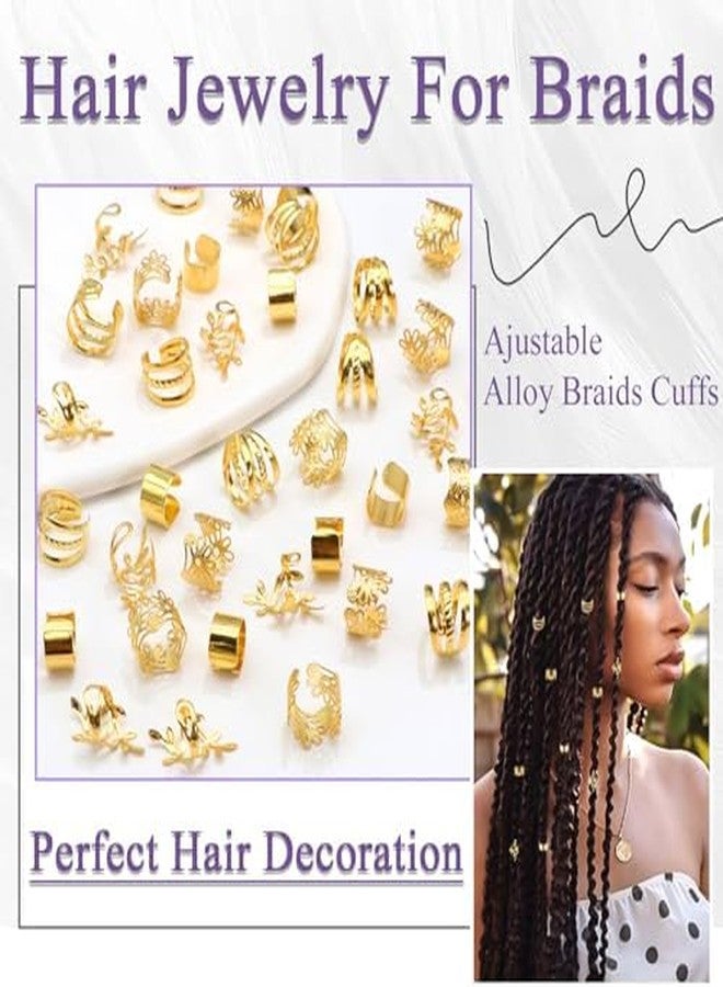 Buildcon 40 Pcs Hair Beads, Gold Hair Cuffs for Braids, Hair Beads for Women, Pearl Hair Accessories, Adjustable Gold Pirate Jewellery, Hair Jewel Accessories for Everyday Wear and Outdoor Activities - Image 3