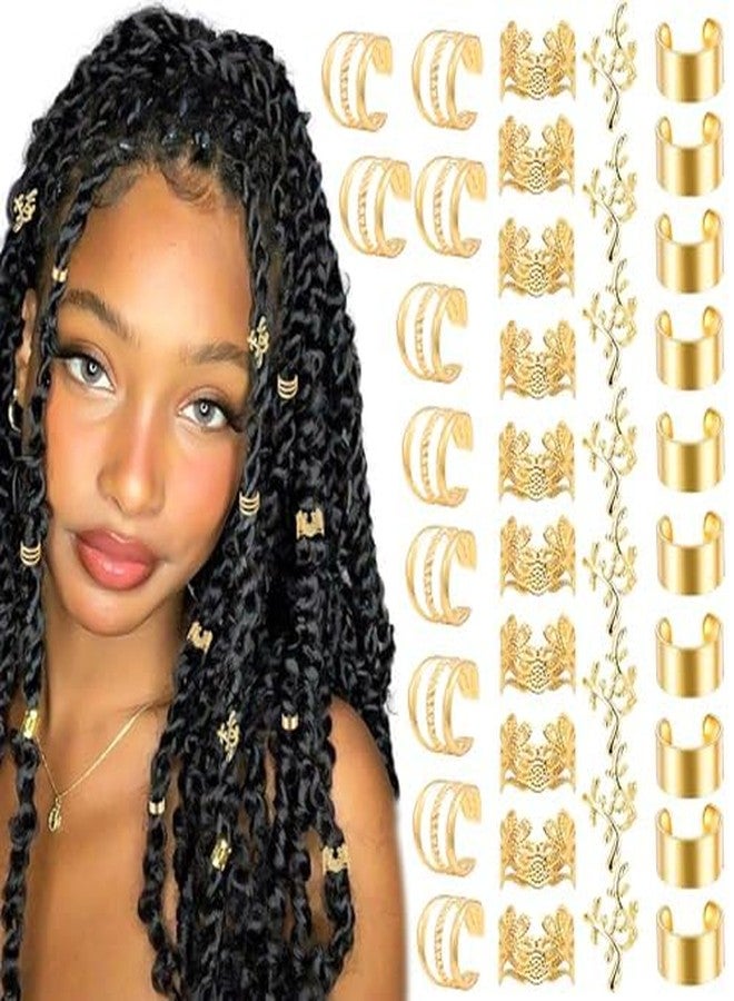 Buildcon 40 Pcs Hair Beads, Gold Hair Cuffs for Braids, Hair Beads for Women, Pearl Hair Accessories, Adjustable Gold Pirate Jewellery, Hair Jewel Accessories for Everyday Wear and Outdoor Activities - Image 1