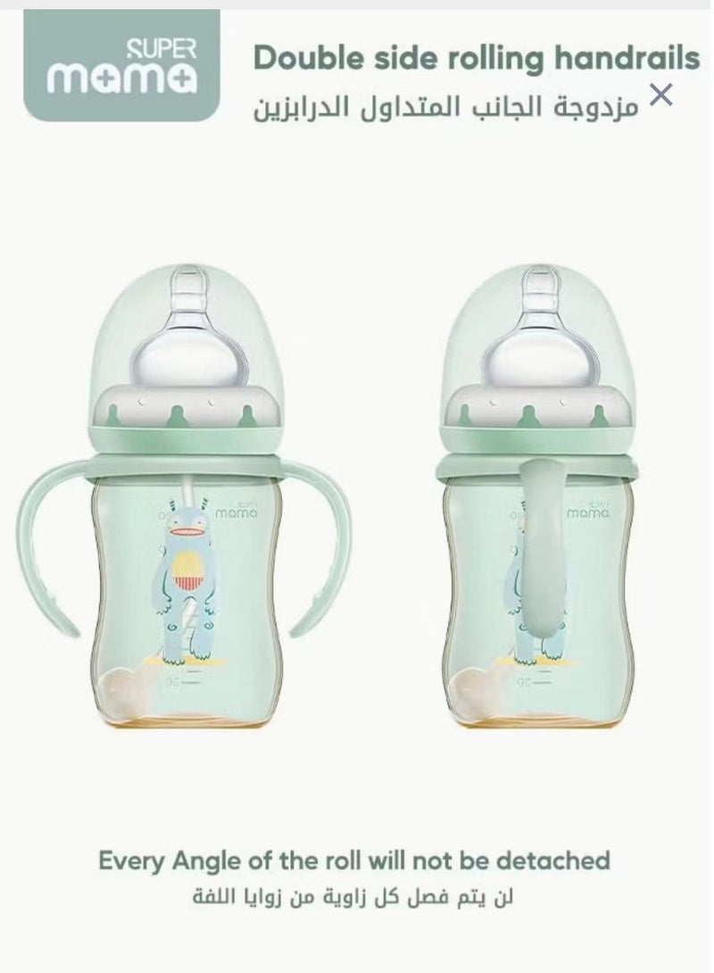 سوبر ماما ppsu زجاجة الرضاعة ، مع سيليكون حامل مقبض - Image 1