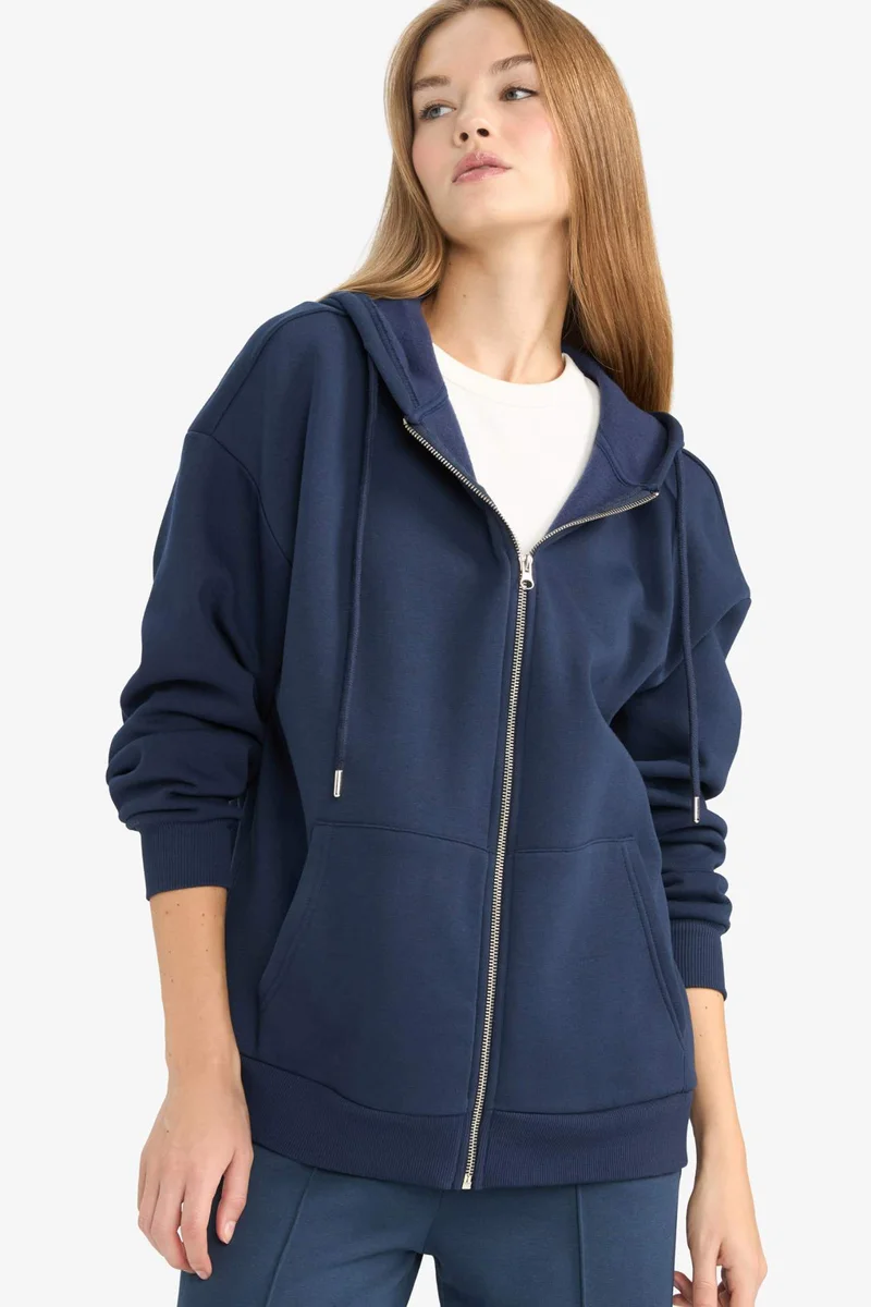 ديفاكتو Oversize Fit Zip-Up Thick Hoodie