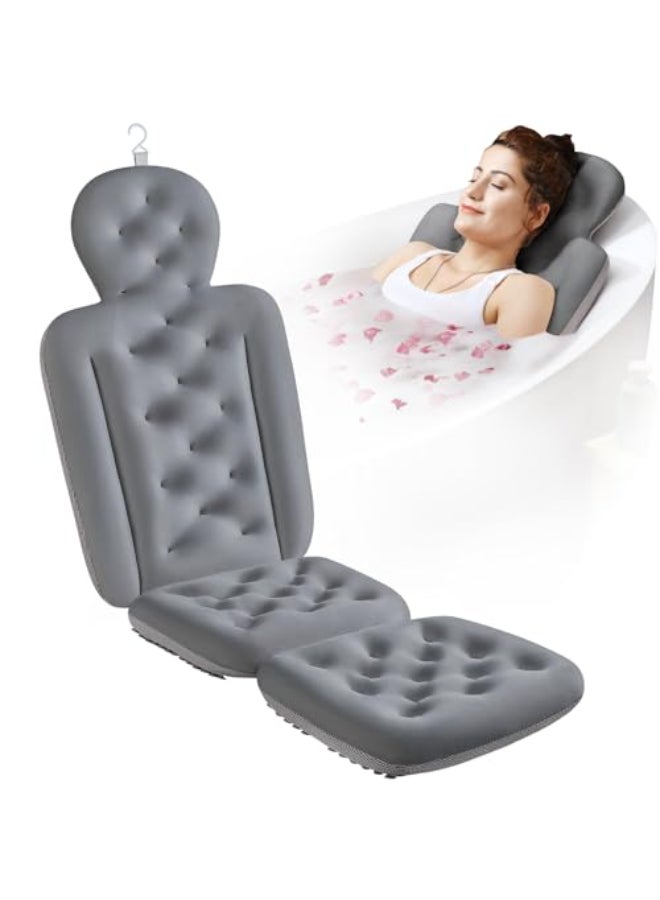 VOXOR Full Body Bath Pillow for Bathtub Thick Bathtub Cushion with Laundry Bag Luxury Tub Pillow for Bath for Headrest Neck and Back Support Gray 51 x 16 - Image 1