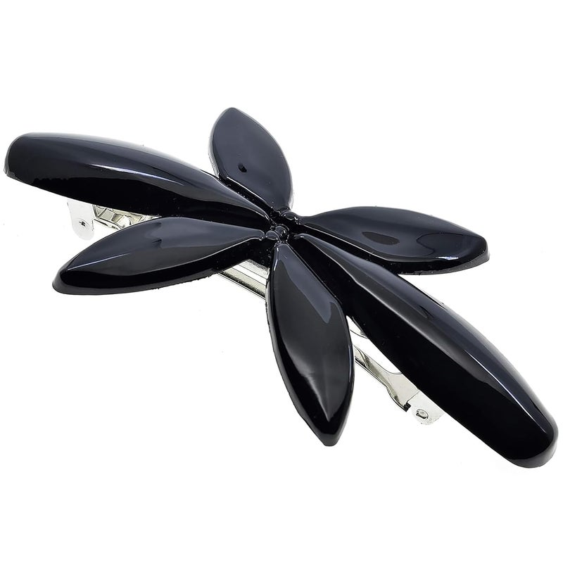 Camila Paris CP2875 French Hair Barrette Clip for Girls Flower Black Automatic Clasp Strong Hold Grip Hair Clips for Women No Slip and Durable Styling Girls Hair Accessories Made in France