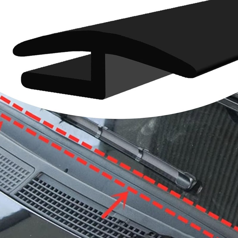 qboonpt Windshield Cowl Rubber Seal Strip, 1.7M/5.6Ft Car Front and Rear Weatherstrip Sunroof Sealing Strips, Universal Vehicles Self Adhesive Cuttable Sealing Strip for Most Cars Trucks SUVs - Image 1