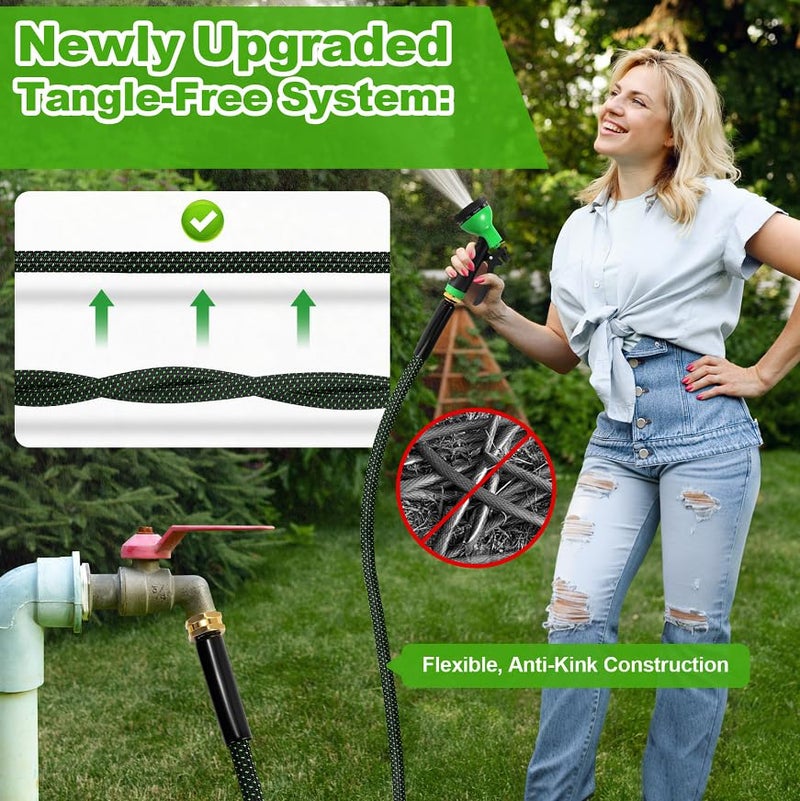 Advinski Garden Hose 50ft, Non-Expanding Water Hose, Lightweight, Kink Free, Sturdy, Leak-Proof, Portable, Flexible Hose with 10 Function Nozzle for Outdoor, Yard, Lawn, Car Wash and Camper Use - Image 4