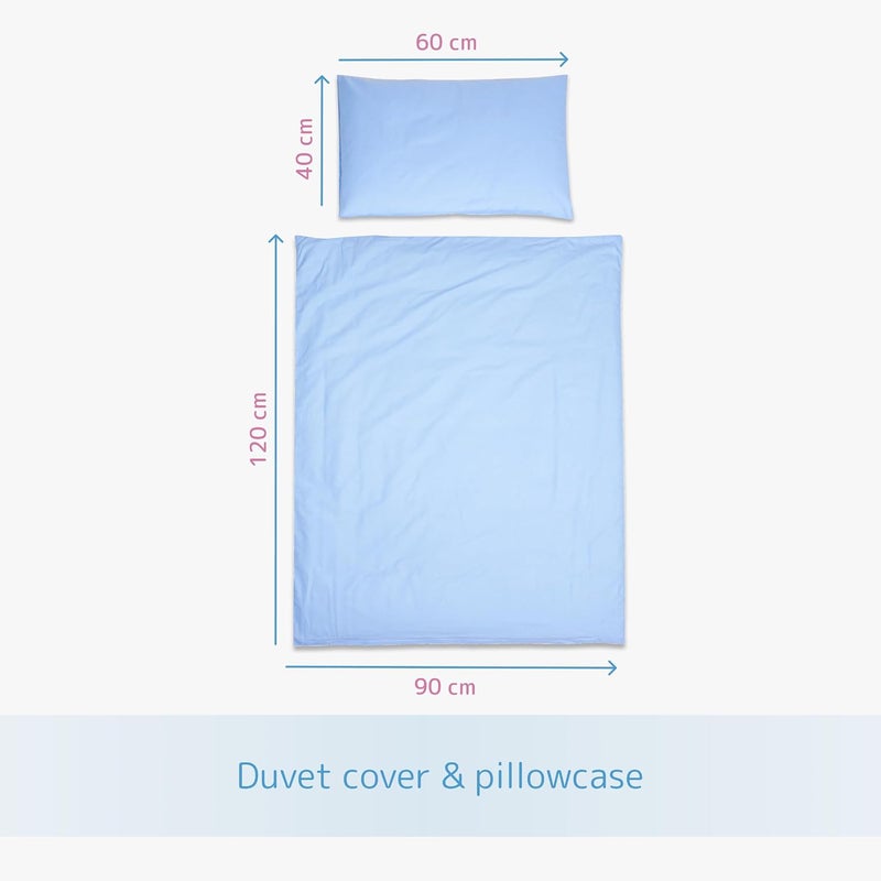 2 Piece Kids Bedding Set 120x90 cm Duvet Cover & Pillowcase for Toddler Cot (Blue) - Image 4