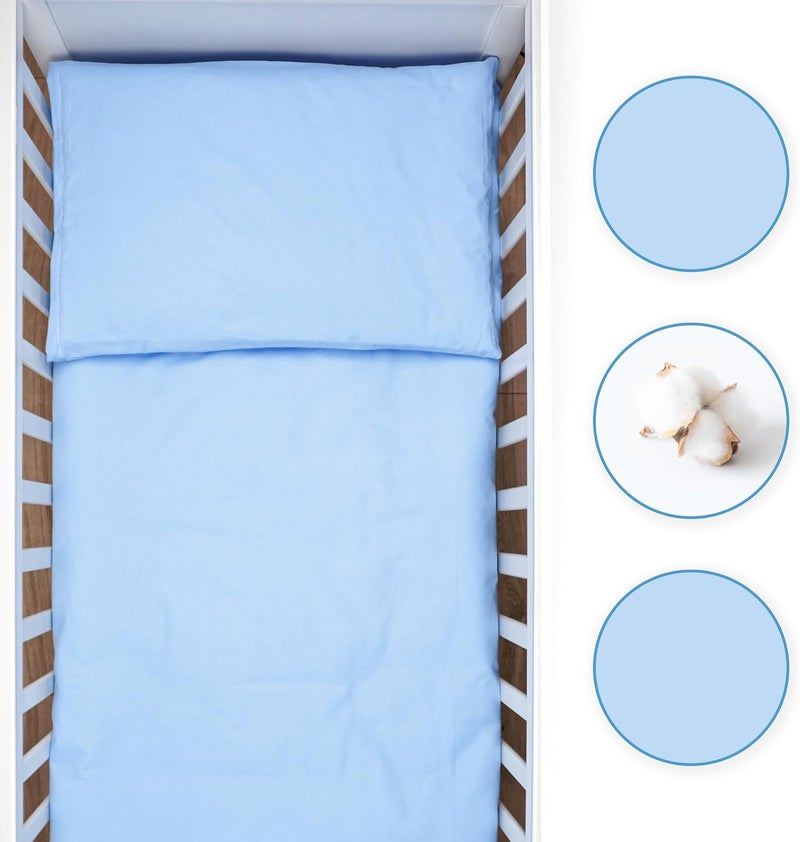 2 Piece Kids Bedding Set 120x90 cm Duvet Cover & Pillowcase for Toddler Cot (Blue) - Image 3