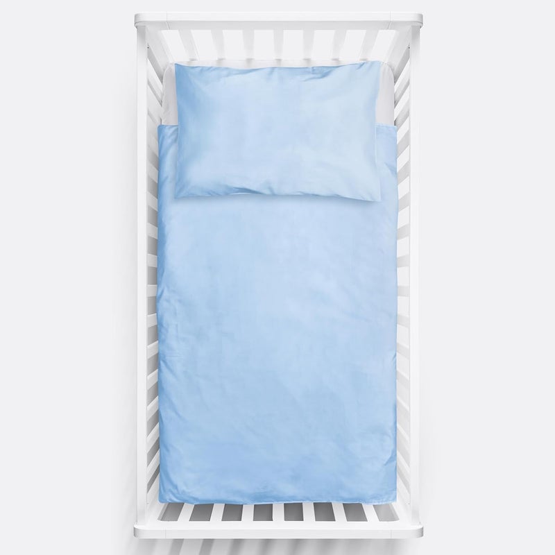 2 Piece Kids Bedding Set 120x90 cm Duvet Cover & Pillowcase for Toddler Cot (Blue) - Image 1