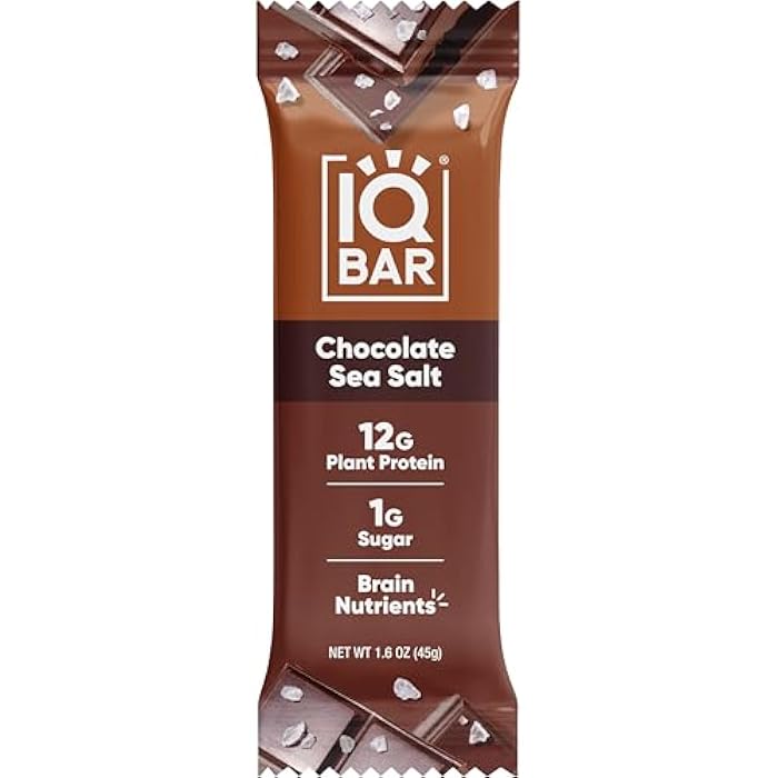 IQBAR Brain and Body Keto Protein Bar - Chocolate Sea Salt - Energy Bar - Low Carb - High Fiber Vegan and Low Sugar Meal Replacement - Vegan Snack - Image 2