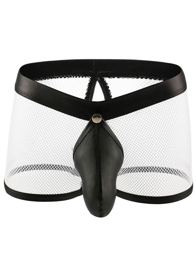 Generic - 1 Pcs Men's Underwear See-through Fishnet Boxer Briefs Mesh Trunks Boxer Briefs for Men See Through Mesh Enhancing Pouch Underwear Cool Design Breathable Hot Mesh Underwear - Image 1