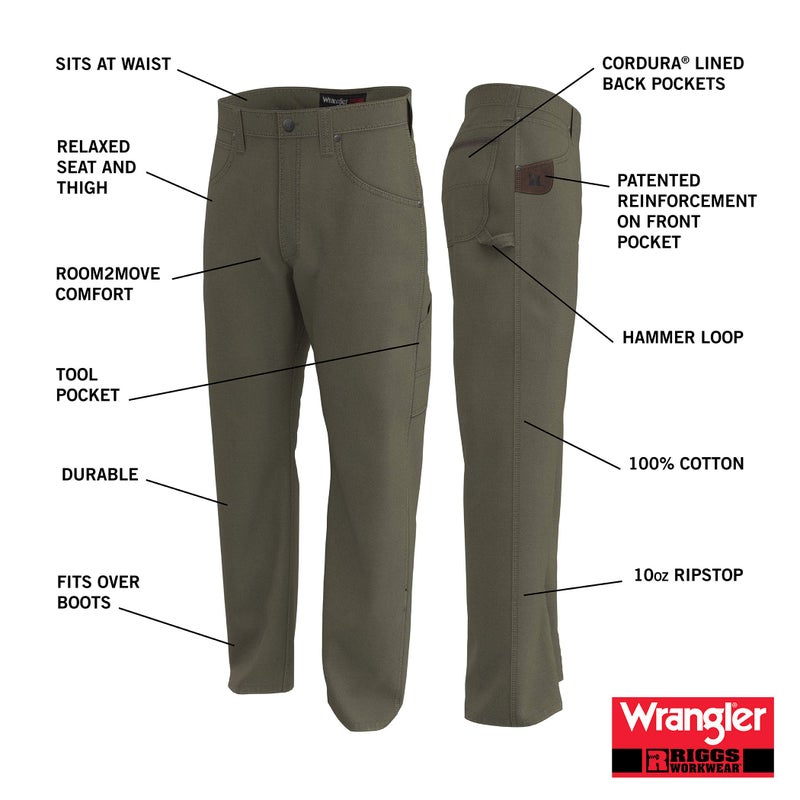 Wrangler Ripstop Carpenter Jean, Bark, 42W x 32L - Image 4