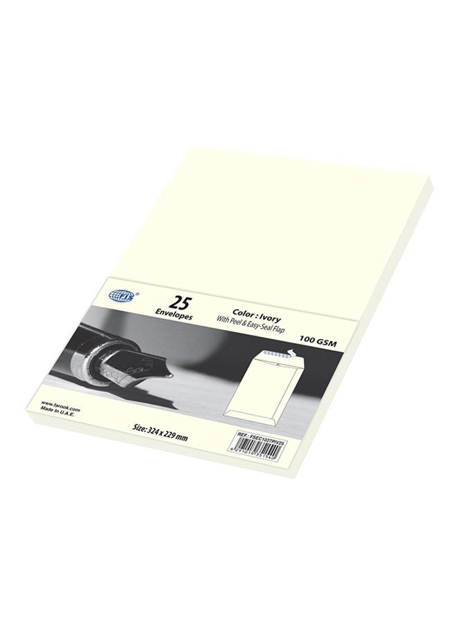 FIS Color Envelopes, Peel & Seal, C4 (324 x 229 mm), Ivory, 100 GSM, 25 Pieces - Image 1