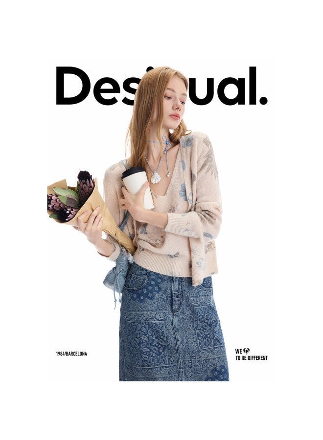 DESIGUAL [Spanish Fashion Luxury] 25 Autumn/Winter New Collection Two-Piece Printed Long Sleeve Women'S Knitted Sweater - Image 5