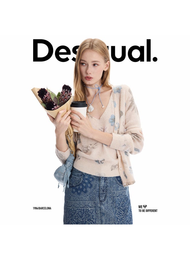 DESIGUAL [Spanish Fashion Luxury] 25 Autumn/Winter New Collection Two-Piece Printed Long Sleeve Women'S Knitted Sweater - Image 2
